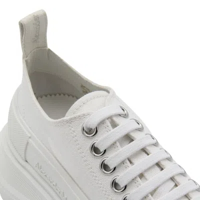 Shop Alexander Mcqueen White Leather Tread Slick Lace-up
