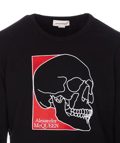 Shop Alexander Mcqueen Sweatshirt With Embroidered Logo In Black