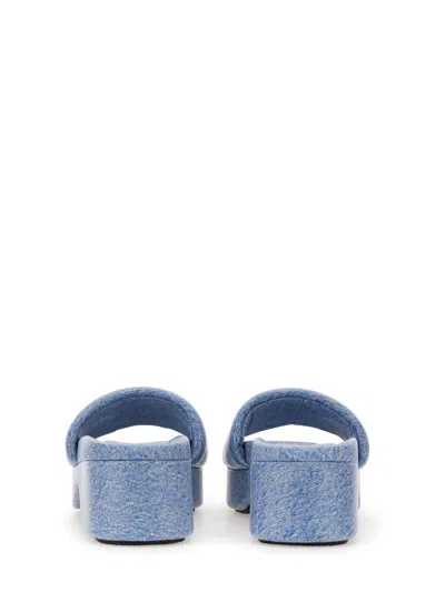 Shop Alexander Wang Sandal With Logo In Baby Blue