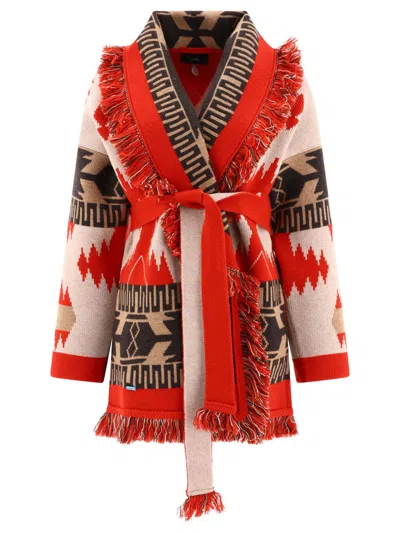 Shop Alanui Icon Cardigan In Red Cashmere