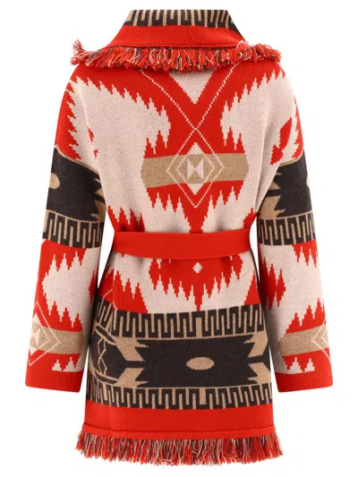 Shop Alanui Icon Cardigan In Red Cashmere