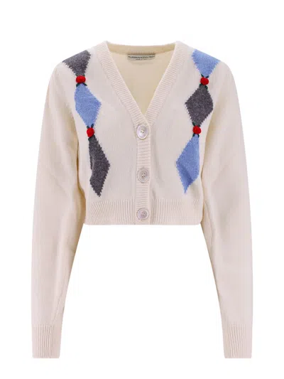 Shop Alessandra Rich Ivory Wool Cardigan In White