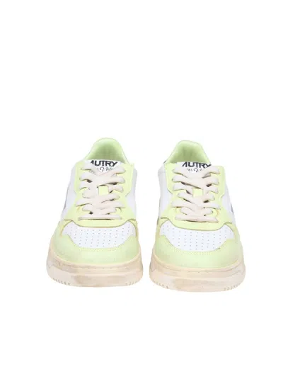 Shop Autry Vintage Effect Leather Sneakers In Multicolor