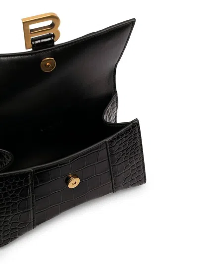 Shop Balenciaga Hourglass Xs Leather Handbag In Black