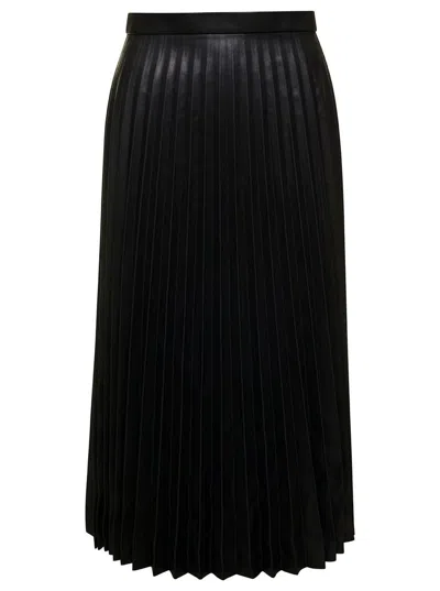 Shop Balenciaga Leather Pleated Skirt In Black