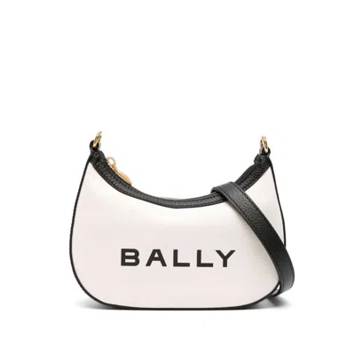 Shop Bally 'bar Ellipse' Crossbody Bag In White/black