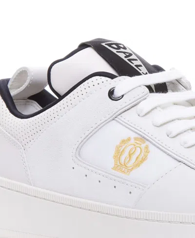 Shop Bally White And Black Leather Raise Sneakers