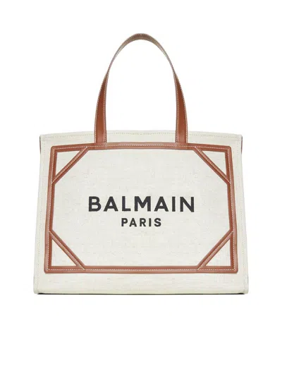 Shop Balmain "b-army" Tote Bag In Beige