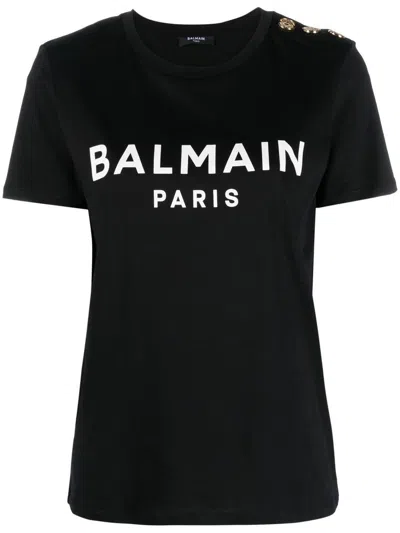 Shop Balmain - T-shirt In Noir Blanc