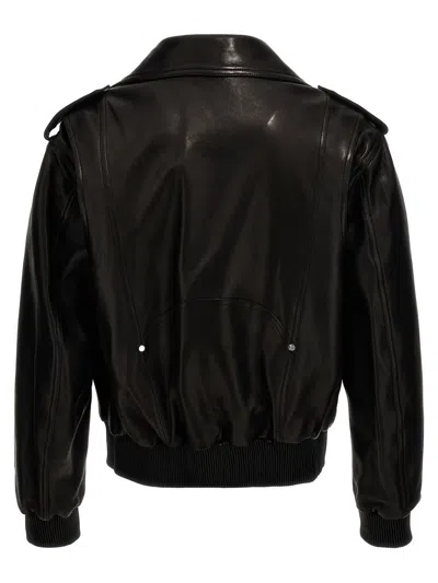 Shop Balmain Black Lambskin Bomber Jacket