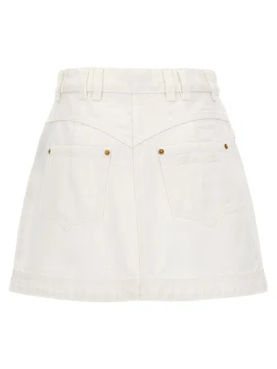 Shop Balmain Denim Skirt In White