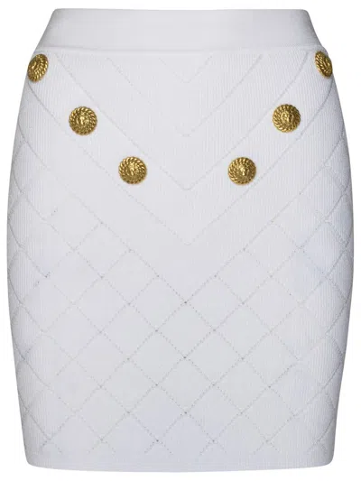 Shop Balmain Mini Skirt In White