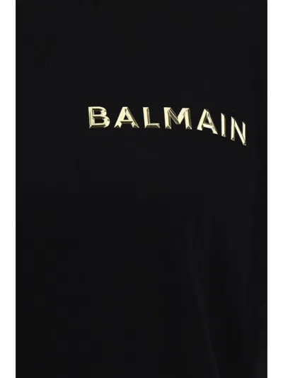 Shop Balmain Logo Cropped T-shirt In Black