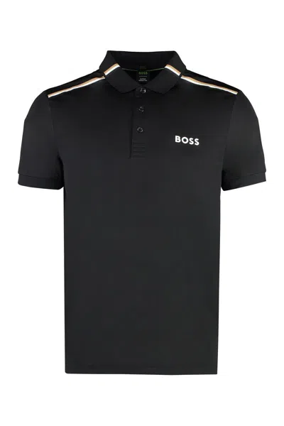 Shop Hugo Boss Boss Boss X Matteo Berrettini - Techno Jersey Polo Shirt In Black