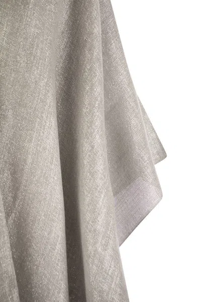 Shop Brunello Cucinelli Linen Blend Poncho In Grey
