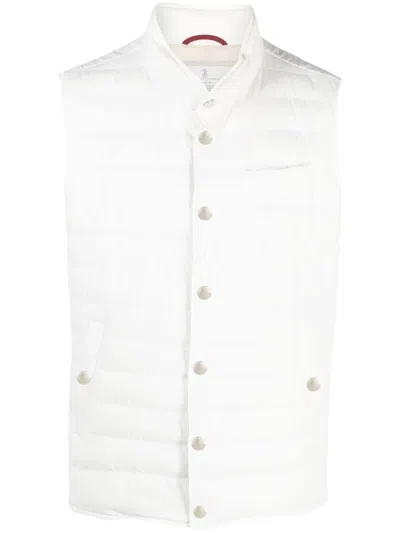Shop Brunello Cucinelli Nylon Padded Vest In White