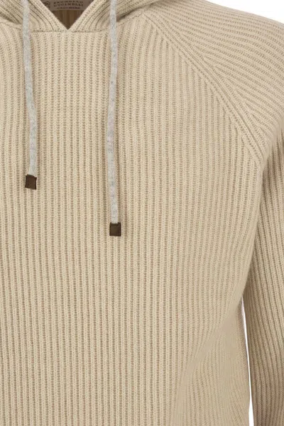 Shop Brunello Cucinelli Sweatshirt Style In Cashmere Rib In Sand