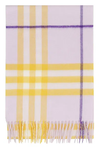 Shop Burberry Cashmere Scarf With Fringes In Pink