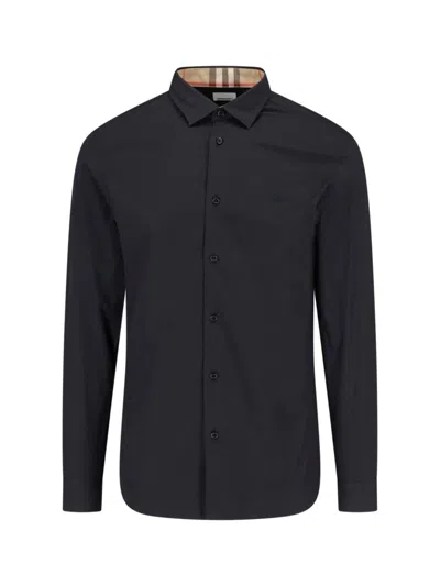 Shop Burberry Logo Cotton Shirt In Black