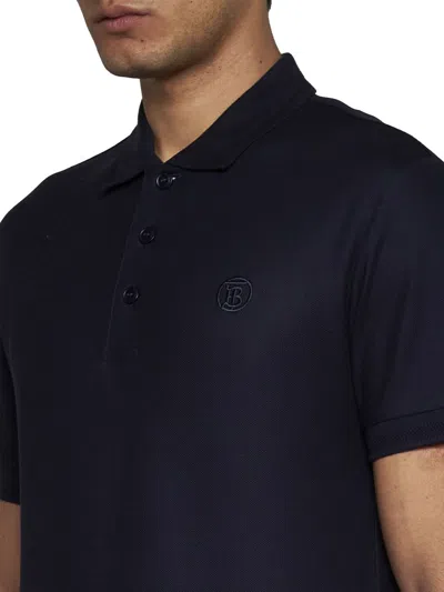 Shop Burberry Logo Cotton Polo Shirt In Blue