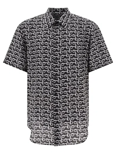 Shop Burberry Short-sleeve Silk Shirt In Black