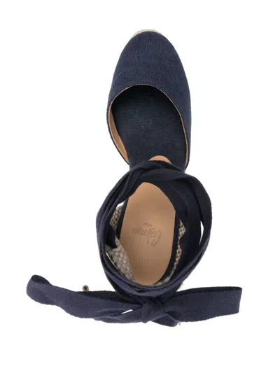 Shop Castaã±er Castañer Carina Raffia Wedge Espadrilles In Blue