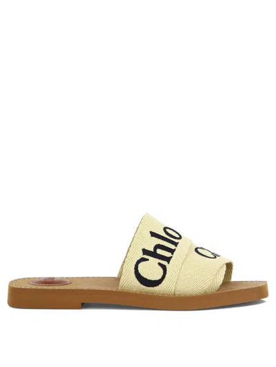 Shop Chloé "woody" Sandals In Beige