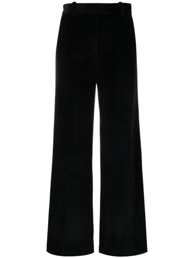 Shop Circolo 1901 Wide Leg Cotton Blend Trousers In Black