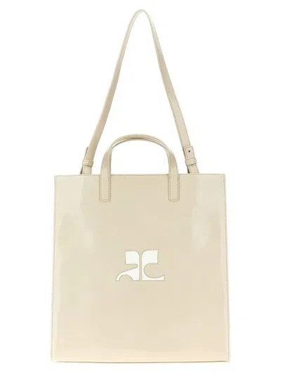 Shop Courrèges 'heritage Naplack' Shopping Bag In Gray