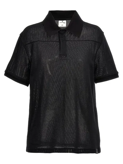 Shop Courrèges Mesh Fabric Polo Shirt In Black