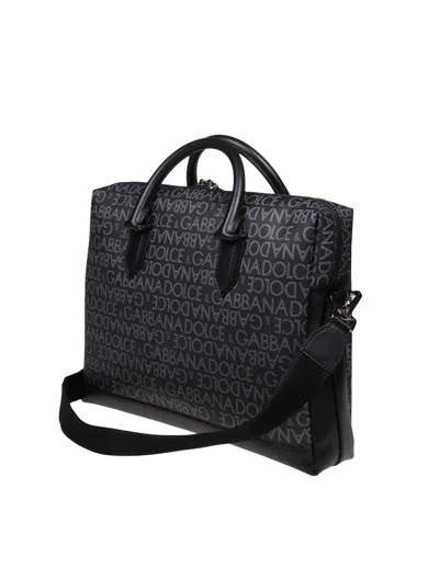 Shop Dolce & Gabbana Black And Grey Leather Handle Bag