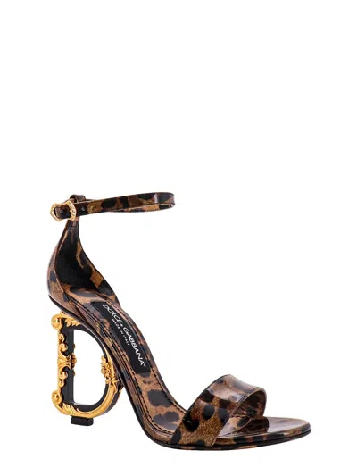 Shop Dolce & Gabbana Leather Sandal In Shiny Calfskin In Leo