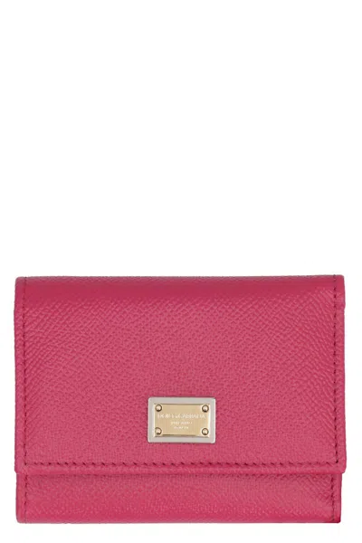 Dolce & Gabbana Small Leather Flap-over Wallet In Pink