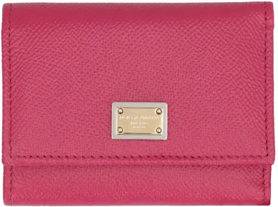 Dolce & Gabbana Small Leather Flap-over Wallet In Pink