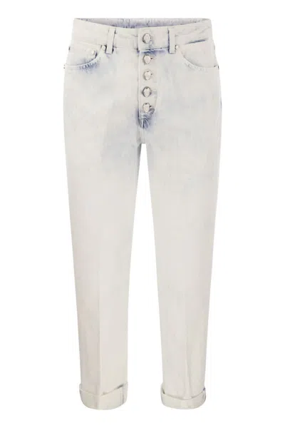 Shop Dondup Koons - Loose Jeans With Jewelled Buttons In White