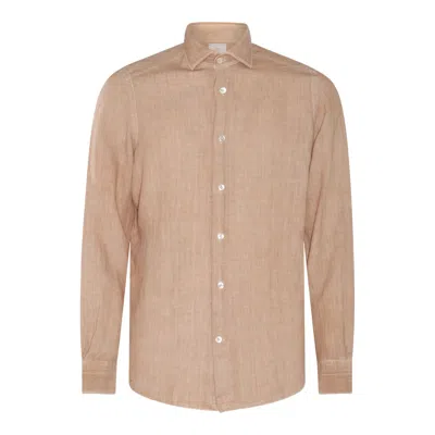 Shop Eleventy Beige Linen Shirt