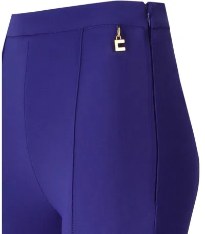 Shop Elisabetta Franchi Indigo Blue Flare Trousers