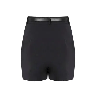 Shop Elisabetta Franchi Black Belted Shorts
