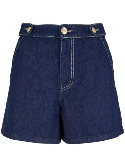 Shop Emporio Armani Shorts In Denim Blu