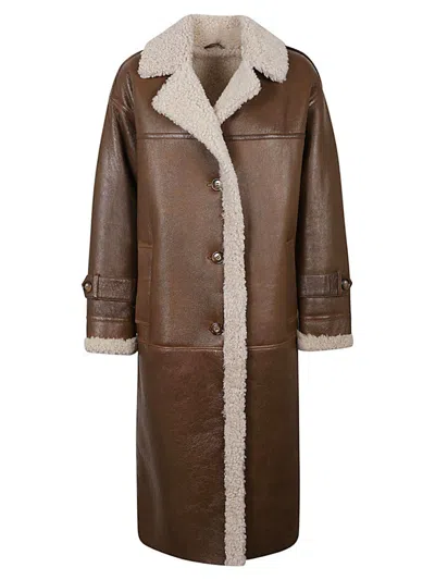 Shop Enes Benedicte Sheepskin Long Jacket In Camel