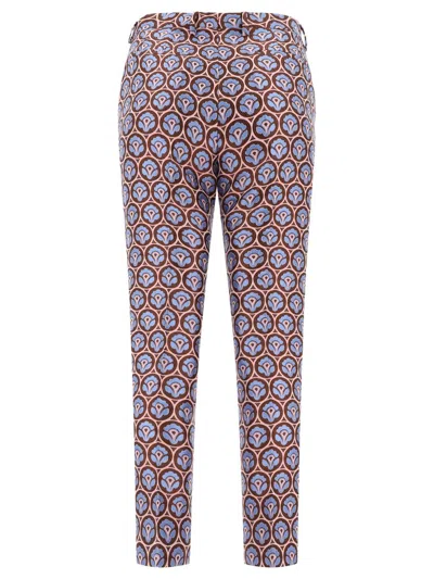 Shop Etro Shiny Jacquard Trousers In Blue