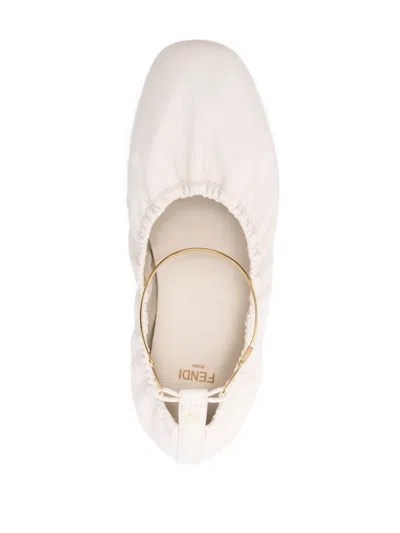 Shop Fendi " Filo" Ballerinas In White