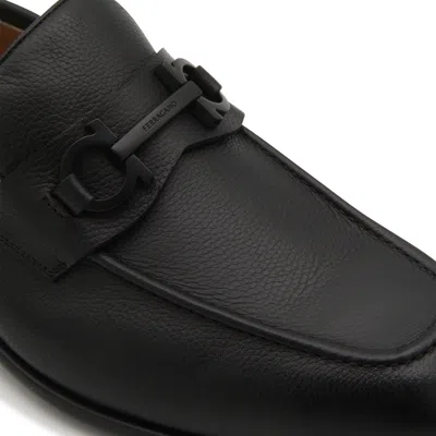 Shop Ferragamo Black Leather Loafers