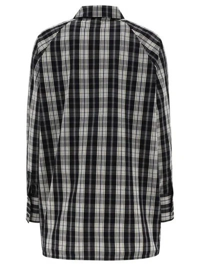 Shop Ganni Checkered Oversized Shirt In Black