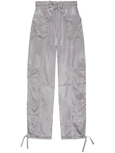 Shop Ganni Trousers In Frost Gray