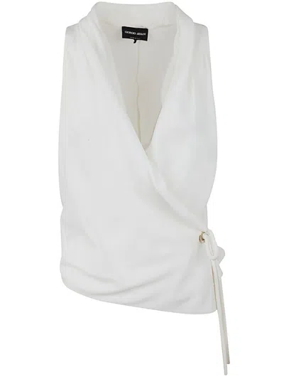 Shop Giorgio Armani Crossed Sleeveless Top Clothing In White