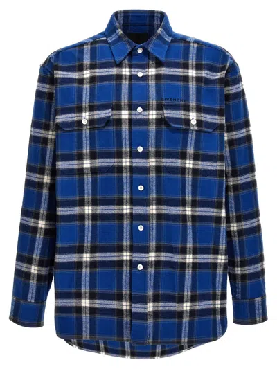 Shop Givenchy Checked Cotton Shirt In Blue