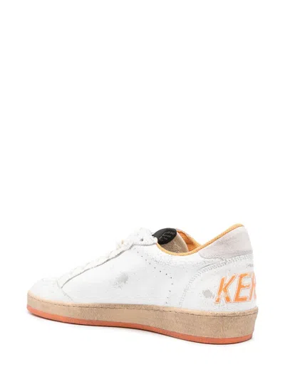 Shop Golden Goose Flat Shoes In White/beige/orange
