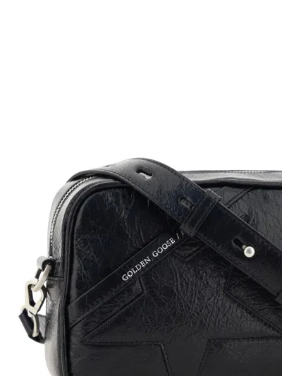 Shop Golden Goose Black Leather Star Crossbody Bag