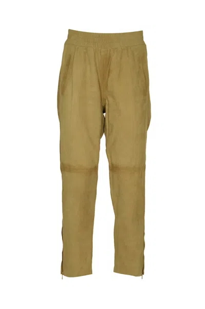 Shop Golden Goose Trousers In Dark Taupe
